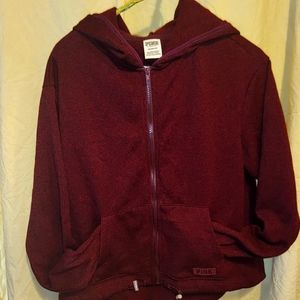 VS Pink Full zip maroon hoodie